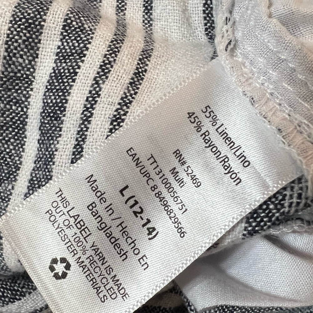 Time and Tru Women's High Rise Wide Leg Crop Linen Pants Women’s Sz L 12-14 - Picture 8 of 13